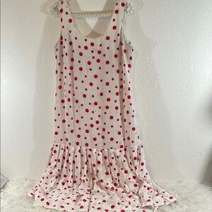 SECRETS Vintage Retro Red Polka Dot Sleeveless Slip Dress Red & White Size 12